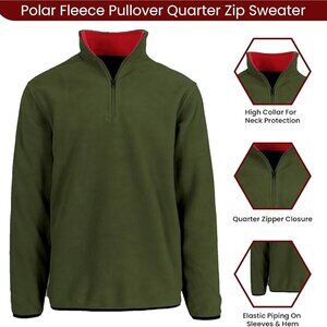 Men’s Quarter Zip Thermal Fleece Pullover Long Sleeve Sweatshirt Mid Weight Swea
